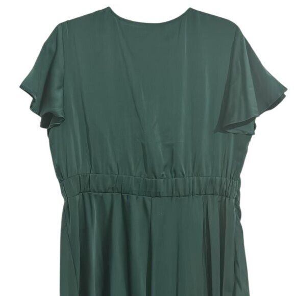Womens Elegant Green Midi Dress XL Polyester Spandex Short Sleeve - Picture 6 of 11